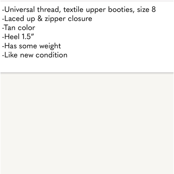Universal thread, laced up, canvas booties, Size 8 - Picture 12 of 12